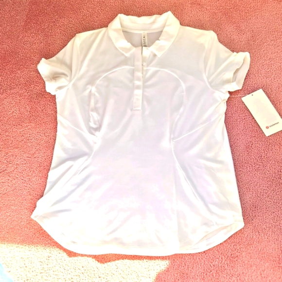Lululemon White Quick-Drying Short Sleeve Polo Size 12 - Picture 5 of 11